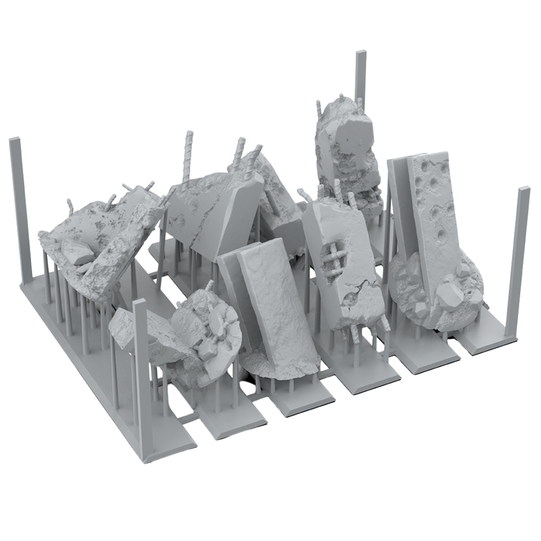 AK Interactive Basing Bits Concrete Ruins set with 8 detailed resin rubble pieces for miniature basing and wargame terrain