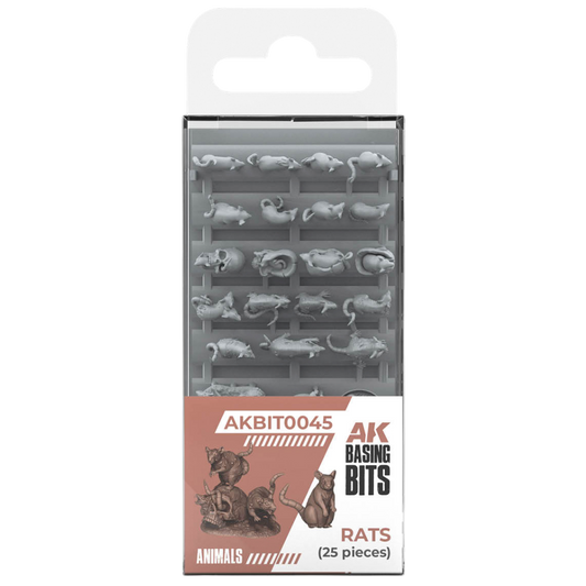 AK Interactive Basing Bits Rats set with 25 detailed 3D-printed resin miniatures for tabletop terrain and basing