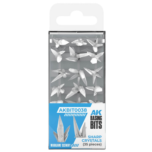 AK Interactive Basing Bits Sharp Crystals set with 35 detailed 3D-printed resin crystal formations for miniature bases