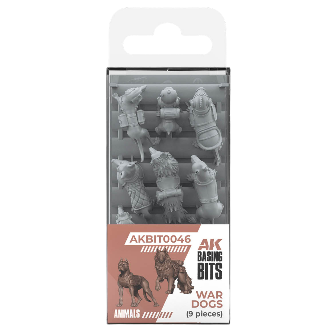 AK Interactive Basing Bits War Dogs set with 9 detailed resin miniatures featuring tactical armour and military equipment