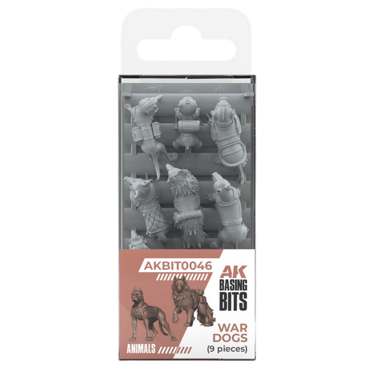 AK Interactive Basing Bits War Dogs set with 9 detailed resin miniatures featuring tactical armour and military equipment