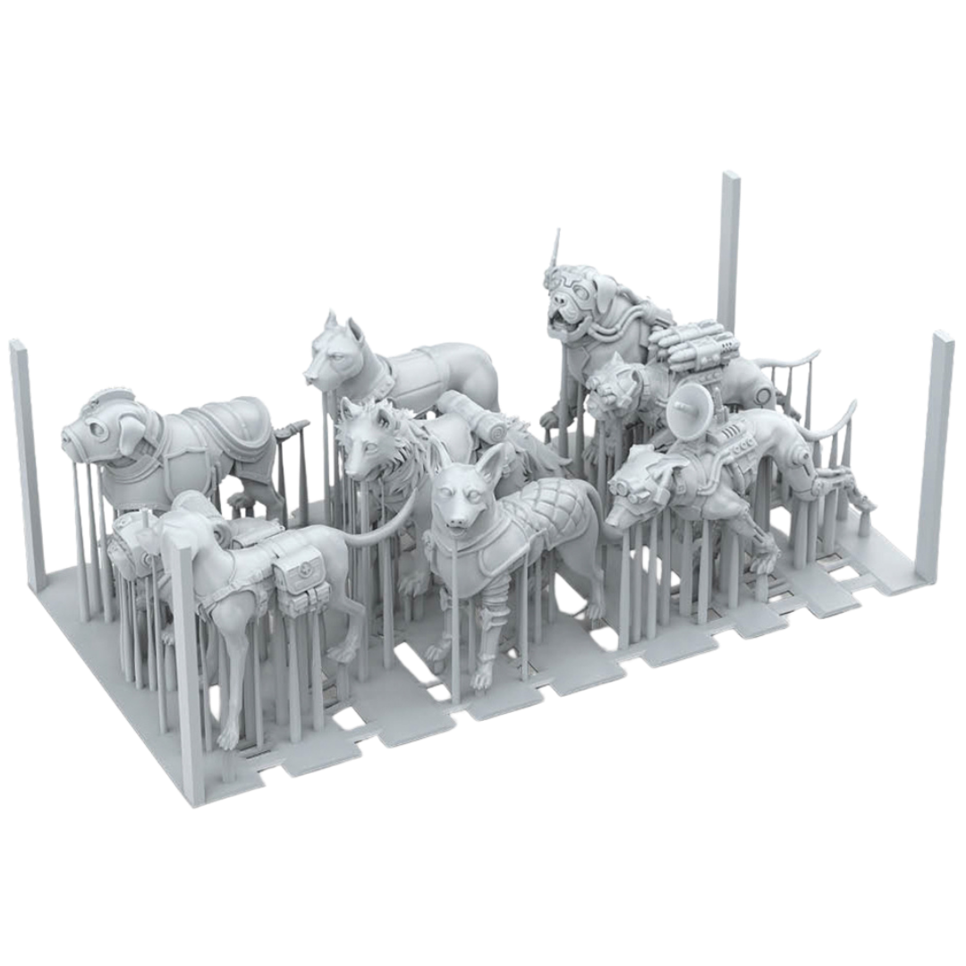 AK Interactive Basing Bits War Dogs set with 9 detailed resin miniatures featuring tactical armour and military equipment