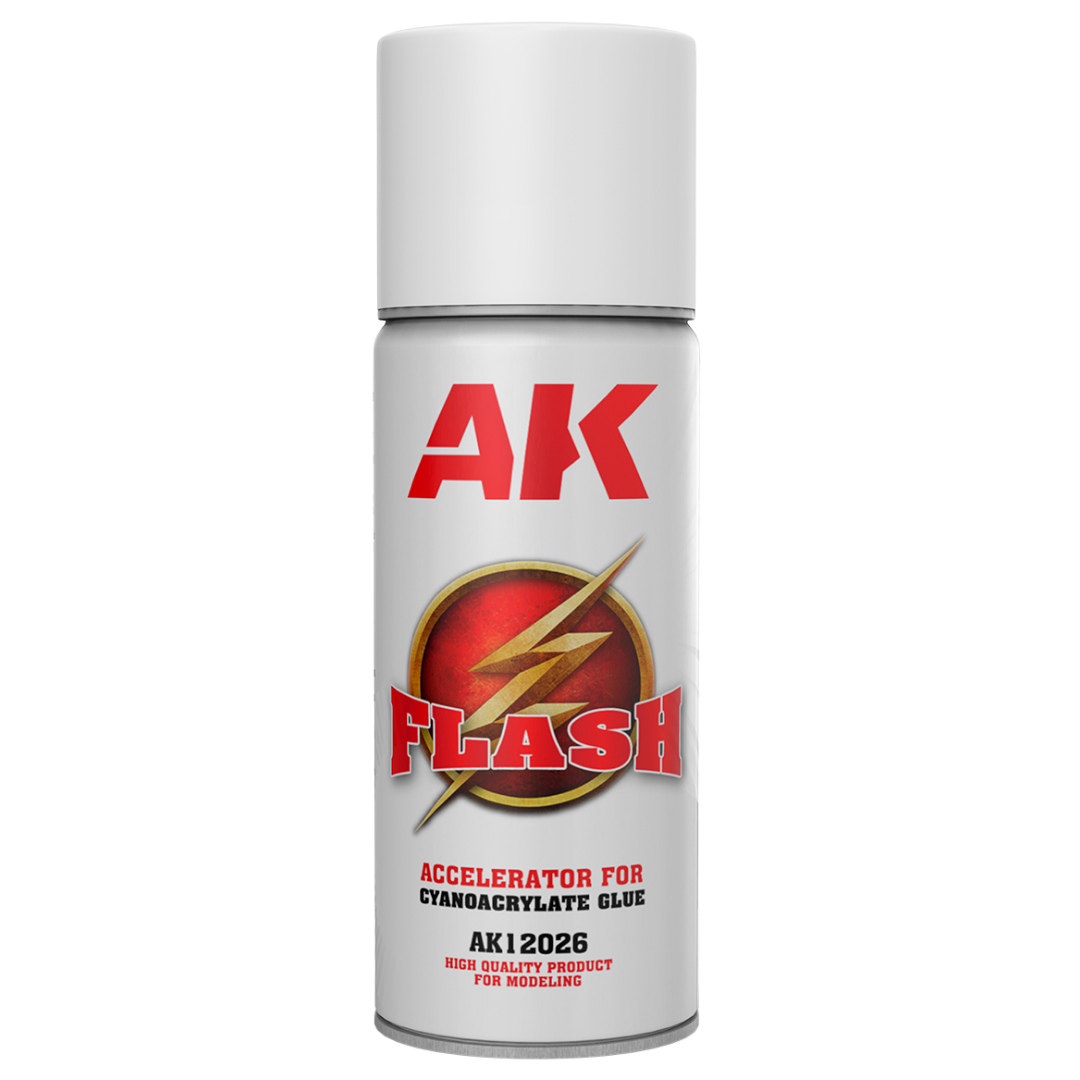AK Interactive Flash Accelerator 200ml aerosol spray for cyanoacrylate super glue and miniature model assembly