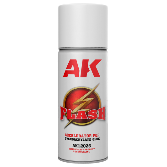 AK Interactive Flash Accelerator 200ml aerosol spray for cyanoacrylate super glue and miniature model assembly