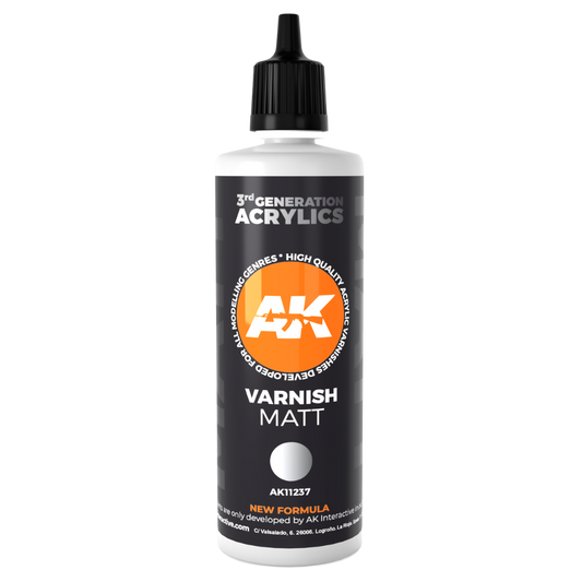 AK Interactive third‑generation matt varnish bottle, 100 ml, for model finishes
