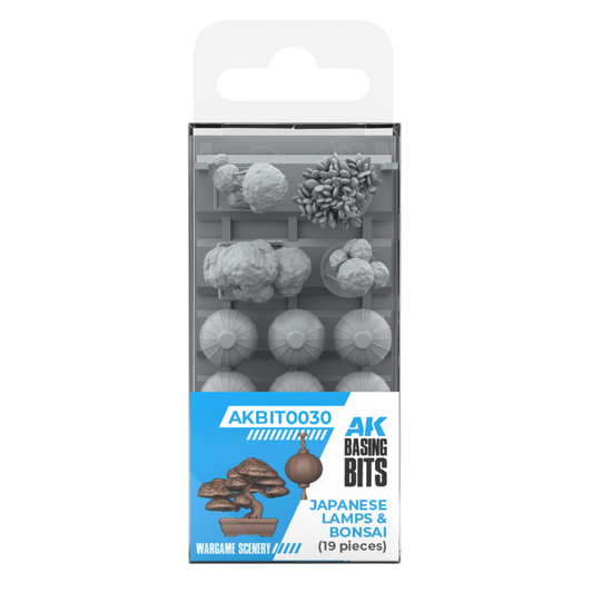 AK Interactive Japanese lamps and bonsai resin basing bits for miniatures dioramas and terrain projects