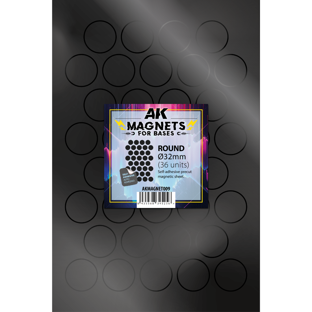 AK Interactive 32mm basing magnets 36 pack for tabletop miniatures storage and transport systems