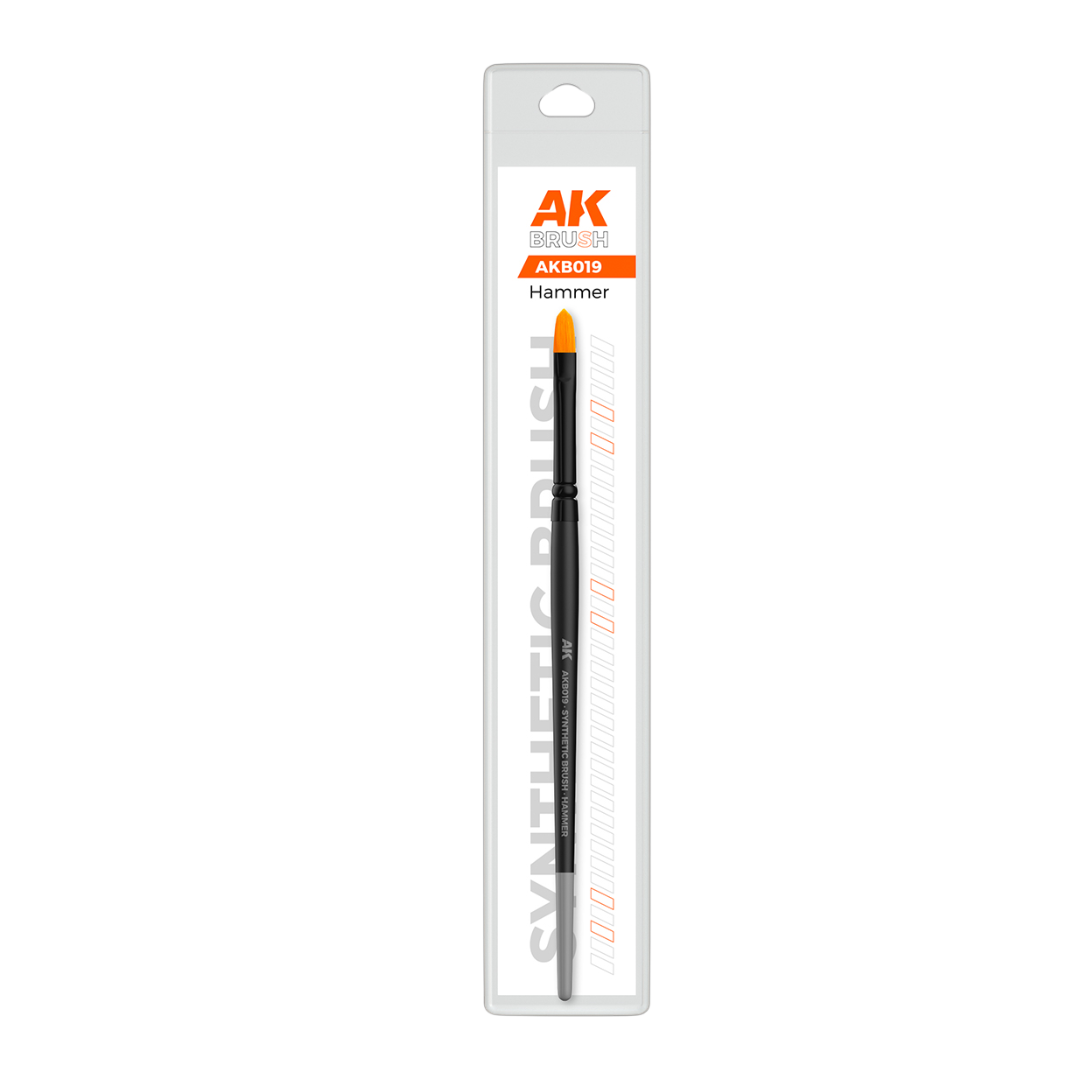 AK Interactive Synthetic Hammer Brush, ideal for dry brushing, texturing, and applying weathering effects in modeling and diorama projects.