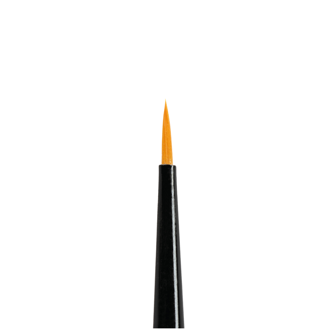 AK Interactive Synthetic Round Brush 2/0, designed for precise detailing, fine lines, and highlights in miniature and model painting projects