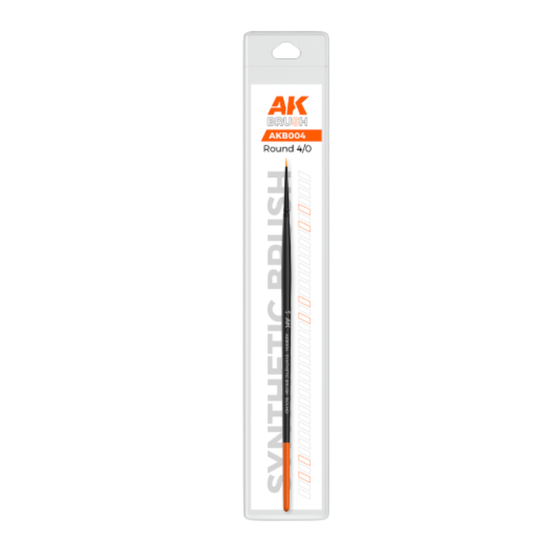 AK Interactive Synthetic Round Brush 4/0, designed for ultra-fine detailing, precision work, and small-scale painting in models and miniatures.