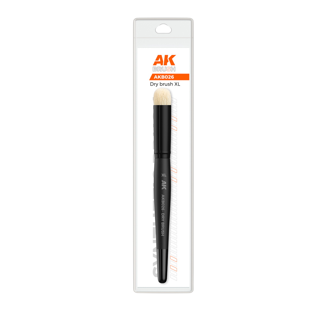 AK Interactive Synthetic Dry Brush Size XL, ideal for large-scale weathering, texturing, and highlighting in diorama and modeling projects.






