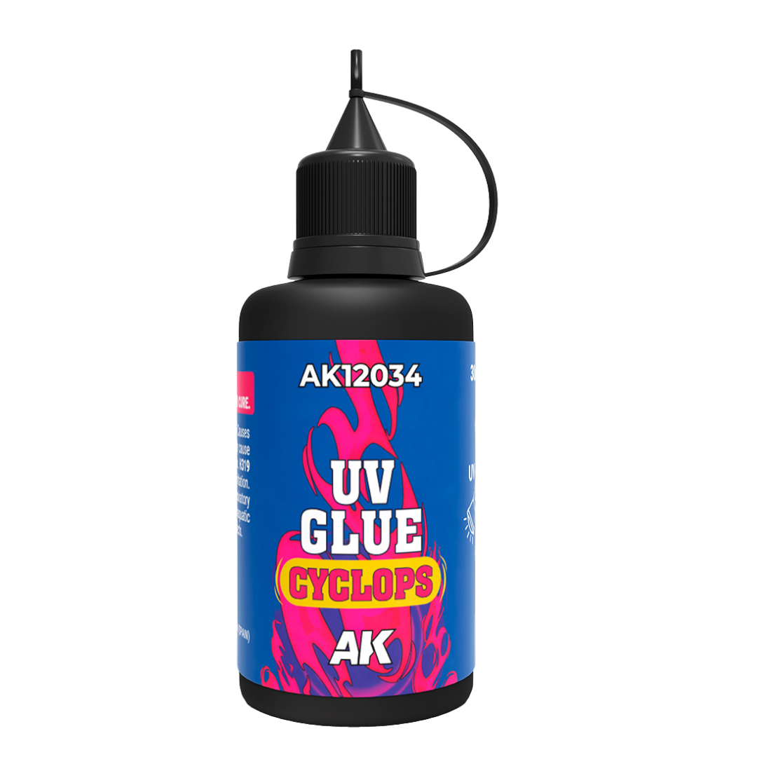 AK Interactive Cyclops UV Glue 30ml clear UV curing adhesive for miniatures model kits and hobby projects