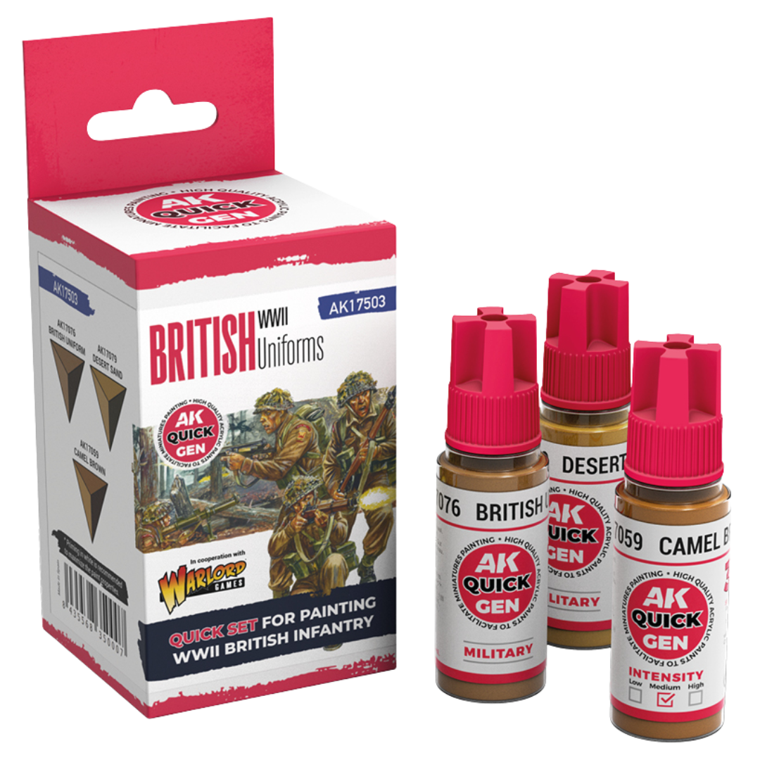 AK Interactive Quick Gen British Uniforms acrylic paint set with historically accurate pre-mixed colours

