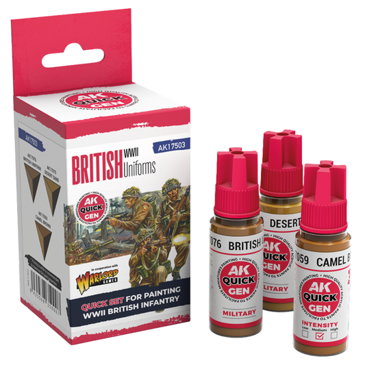 AK Interactive Quick Gen British Uniforms acrylic paint set with historically accurate pre-mixed colours

