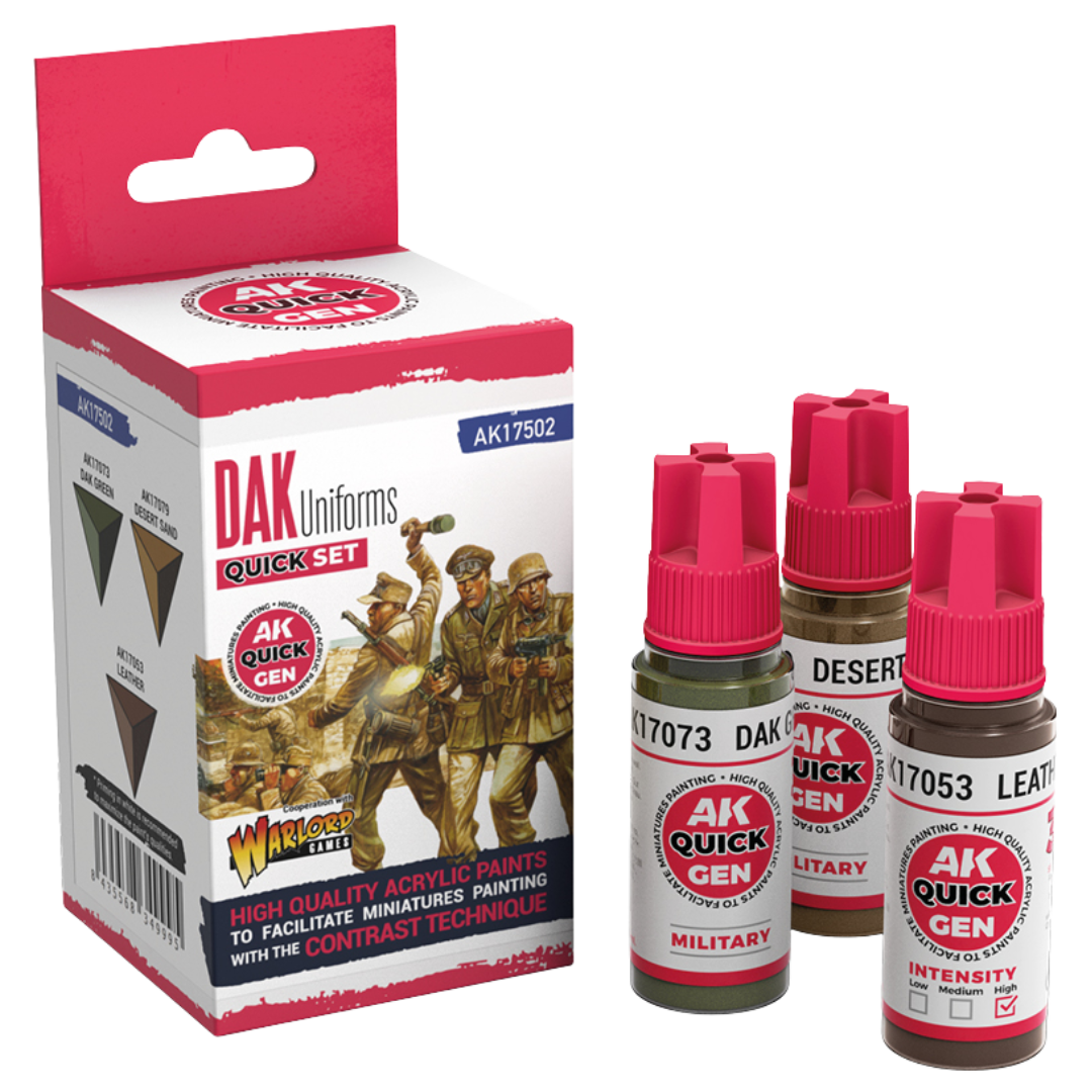 AK Interactive Quick Gen Dak Uniforms acrylic paint set with historically accurate pre-mixed colours

