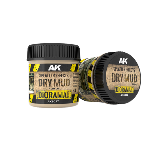 Splatter Dry Mud for creating dry mud splatter effects on vehicles and dioramas, perfect for adding realistic texture to the underside of models and terrain. Non-toxic formula.