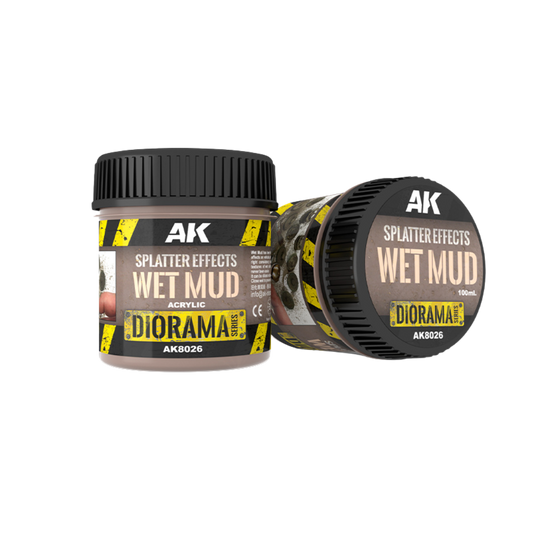 Splatter Wet Mud for creating realistic mud splatter effects on vehicles and dioramas, ideal for adding texture and detail to the undersides of models. Non-toxic formula.