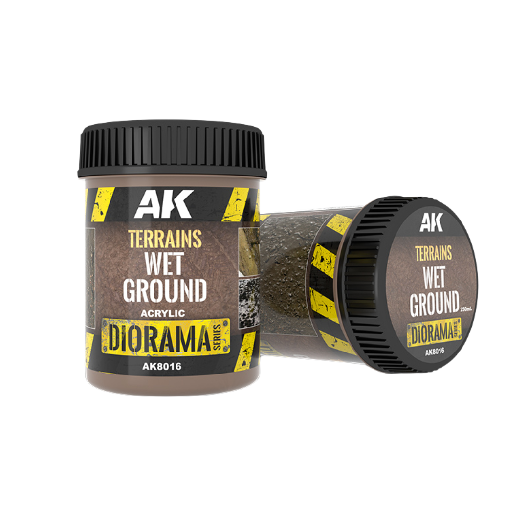 Wet Ground texture for dioramas and terrain, perfect for creating realistic wet soil or dirt surfaces with the option to add wheel and track marks.