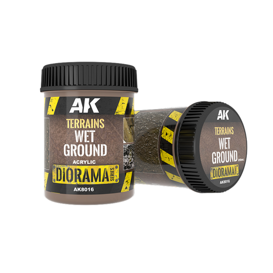 Wet Ground texture for dioramas and terrain, perfect for creating realistic wet soil or dirt surfaces with the option to add wheel and track marks.