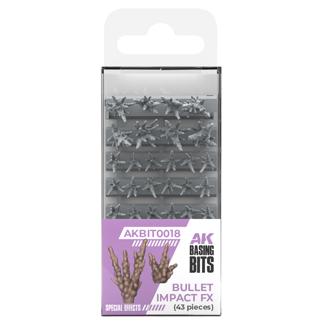 AK Interactive Basing Bits Bullet Impact FX retail pack, bullet strike effects for miniature basing
