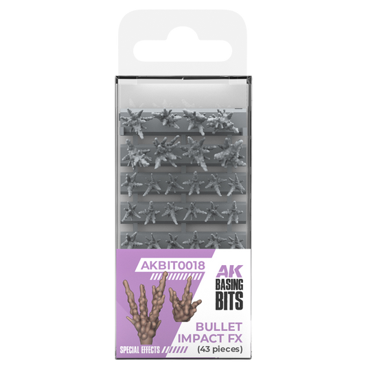 AK Interactive Basing Bits Bullet Impact FX retail pack, bullet strike effects for miniature basing