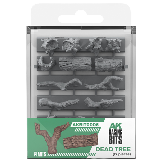 AK Interactive Basing Bits Dead Tree Basing retail pack, assorted trunks and branches for miniature bases