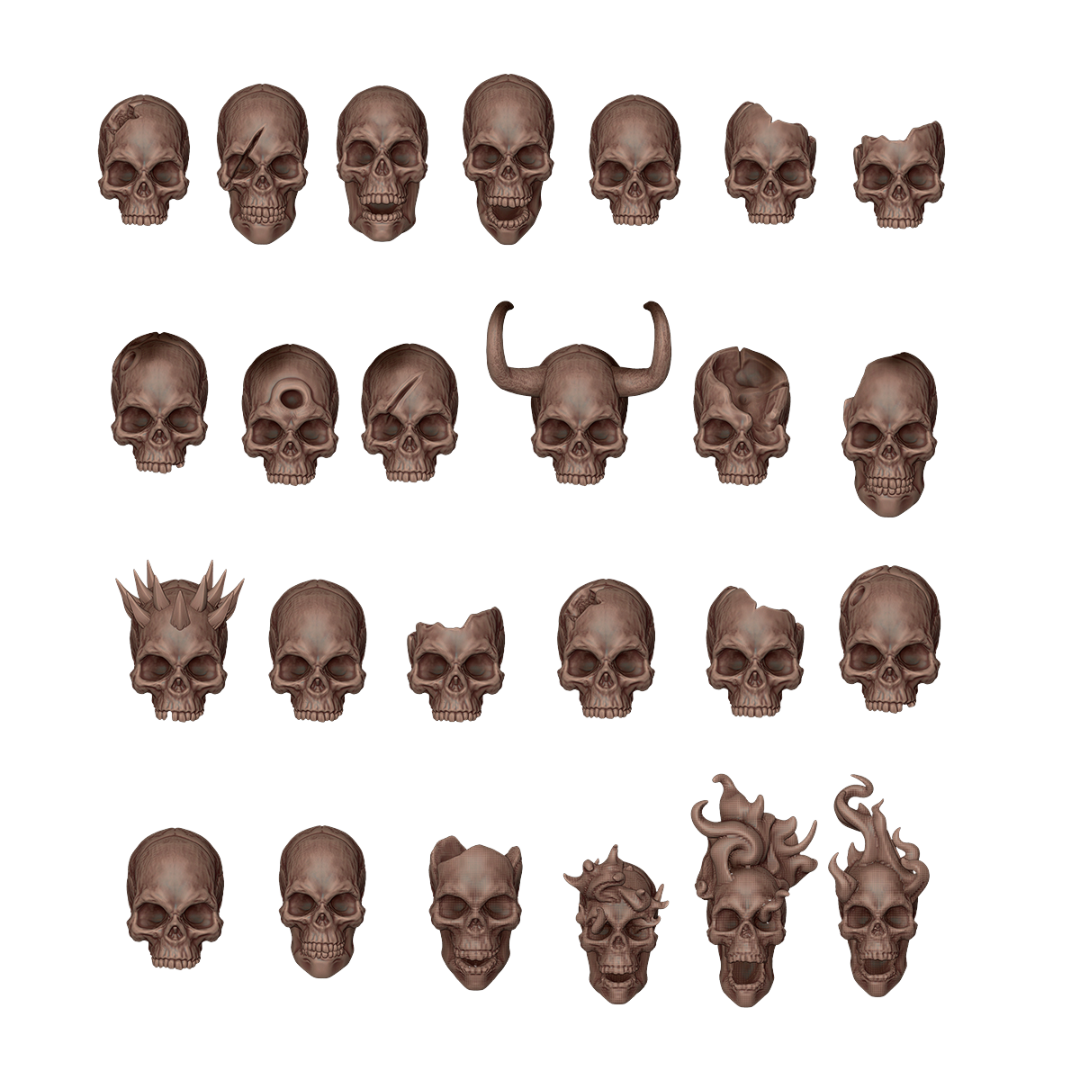 AK Interactive Basing Bits Skulls resin set for miniature bases and dioramas, detailed skull accessories for tabletop models
