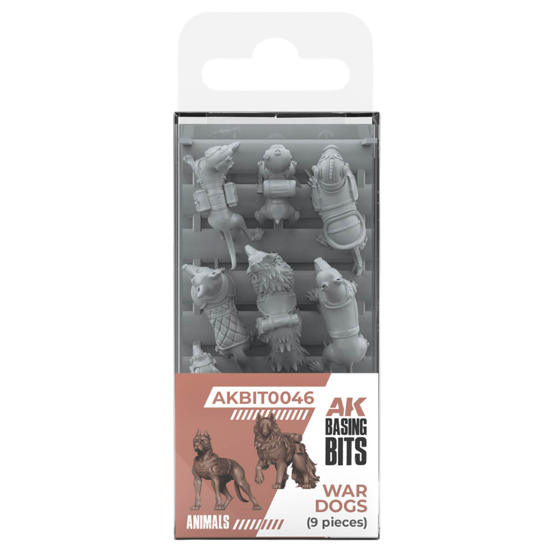 AK Interactive War Dogs Basing Bits set with 9 detailed resin military dogs for miniature bases and dioramas