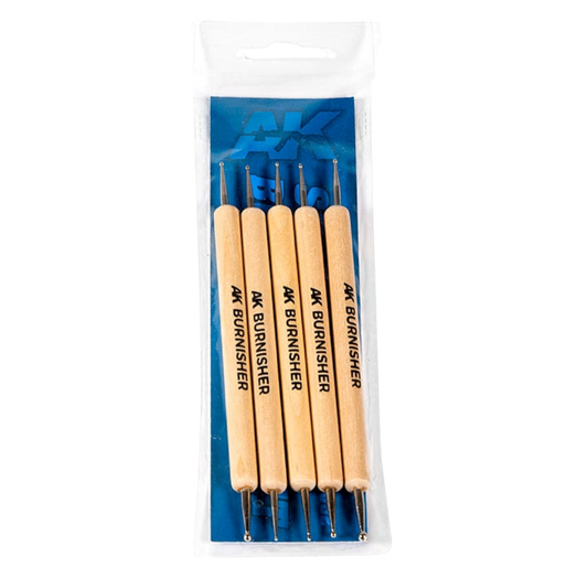 AK Interactive Sculpting Burnishers set with wooden handles and double ended metal tips