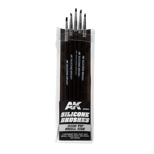 AK Interactive set of five small hard tip silicone sculpting brushes in assorted shapes