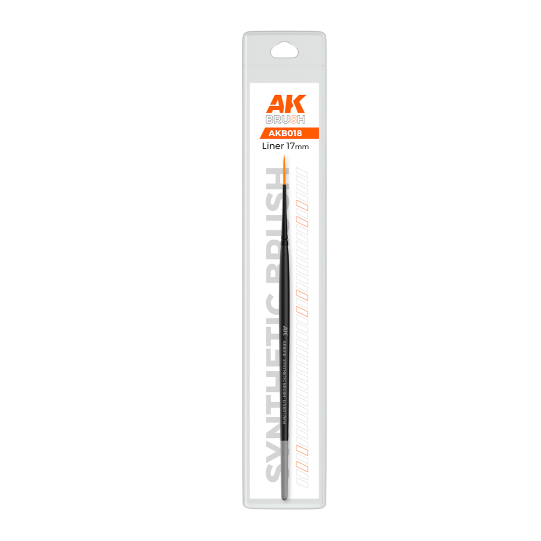 AK Interactive Synthetic Liner Brush 17mm, designed for fine detailing, precise lines, and long strokes in scale modeling and miniature painting projects.