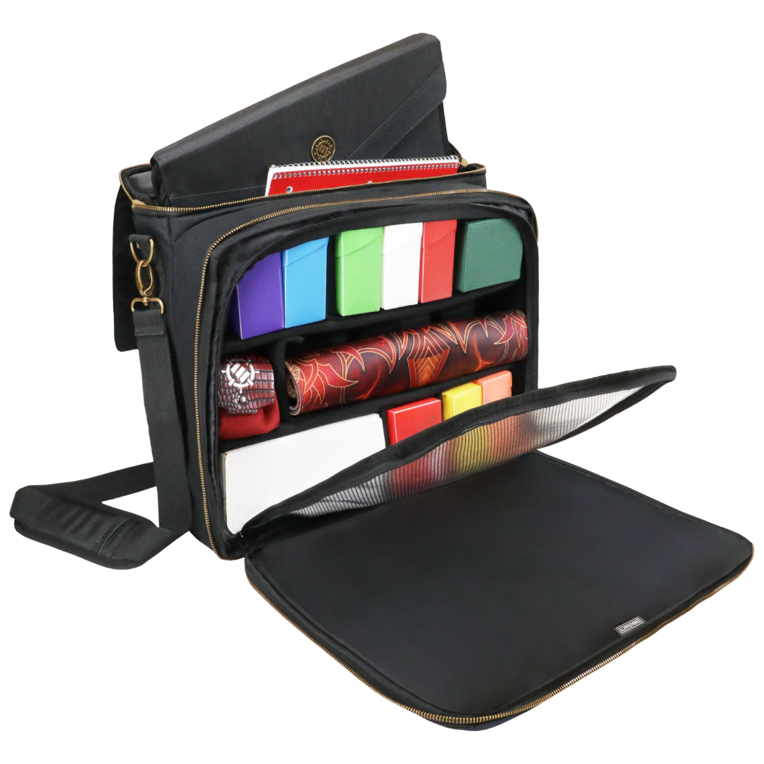 AP Enhance black trading card shoulder bag with adjustable dividers and shoulder strap