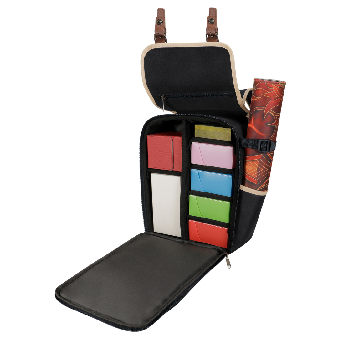 AP Enhance compact trading card backpack black with deck box storage playmat pocket and accessory compartments