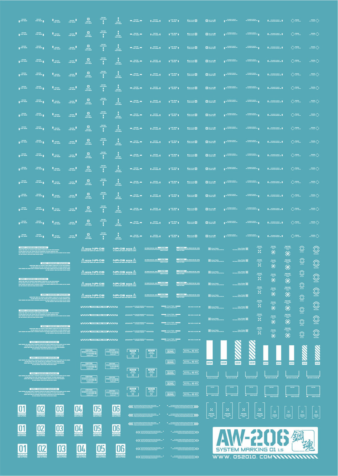 Madworks - Decals - Water Slide Decals System markings (White) AW206