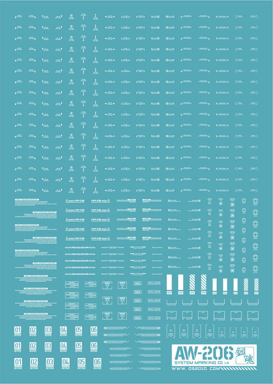 Madworks - Decals - Water slide Decals System markings (White) AW206