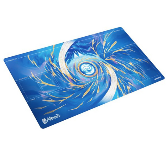 Gamegenic Altered TCG Prime Playmat - Ice Storm featuring a stunning ice-themed design, non-slip rubber backing, and a smooth fabric surface for optimal card protection.