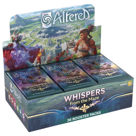 Altered TCG Whispers from the Maze Booster Box, sealed card game expansion featuring new strategies, artwork, and gameplay options for collectors and players.