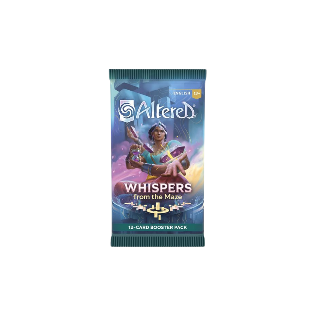 Altered TCG Whispers from the Maze Booster Pack, single pack with new cards and mechanics for expanding your Altered Trading Card Game deck and strategy.