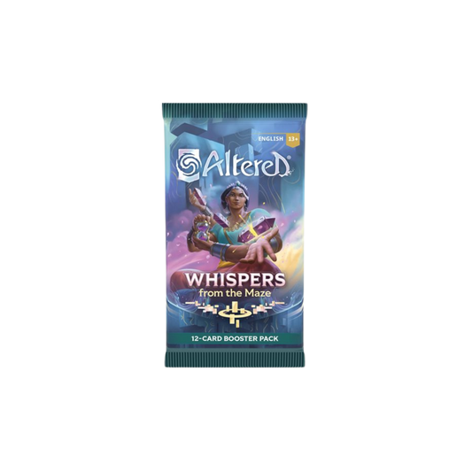 Altered TCG Whispers from the Maze Booster Pack, single pack with new cards and mechanics for expanding your Altered Trading Card Game deck and strategy.