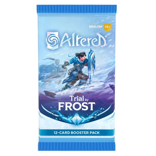 Altered TCG Trial by Frost Booster Pack - Expand your deck with hero cards, rares, and unique cards. Explore the icy world of Cais Adarra in this thrilling TCG expansion.