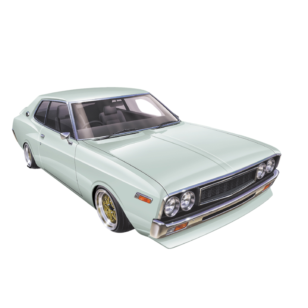 Aoshima 1/24 Scale Model Car Nissan Laurel H/T 2000SGX in white, featuring authentic details and precision for model collectors and hobbyists.