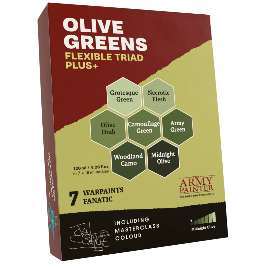 Army Painter Fanatic Flexible Triad Plus+ Olive Greens Warpaints acrylic miniature paint set