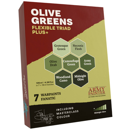 Army Painter Fanatic Flexible Triad Plus+ Olive Greens Warpaints acrylic miniature paint set