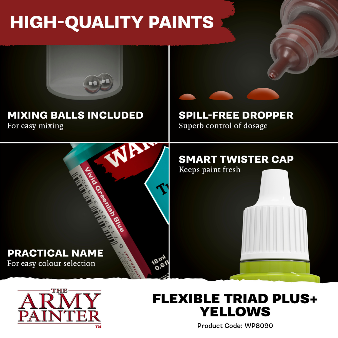 Army Painter Fanatic Flexible Triad Plus+ Yellow Warpaints acrylic miniature paint set