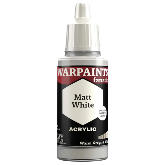 Army Painter Fanatic Matt White acrylic paint bottle, 18 ml, high‑coverage true white for miniatures