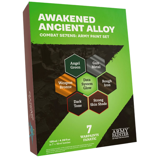 Army Painter Fanatic Combat Se7ens Awakened Ancient Alloy metallic paint set with 7 colours