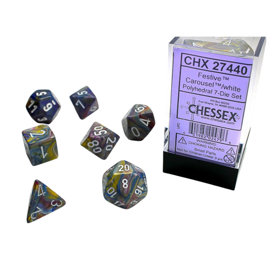 Chessex - 7PC - Festive - Carousel/White Numbers