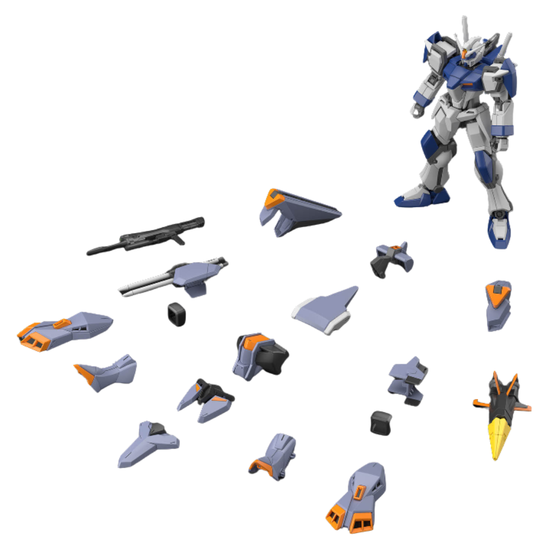 Bandai HG Duel Blitz Gundam model kit from Gundam SEED Freedom, featuring Beam Rifle, Blitz Shield, Twin Beam Sabers, and dynamic articulation