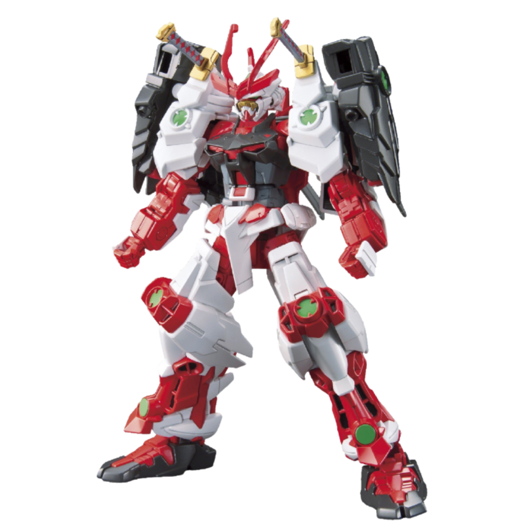 Bandai HG Sengoku Astray Gundam model kit from Gundam Build Fighters, featuring samurai-inspired design, katana, and dynamic articulation.