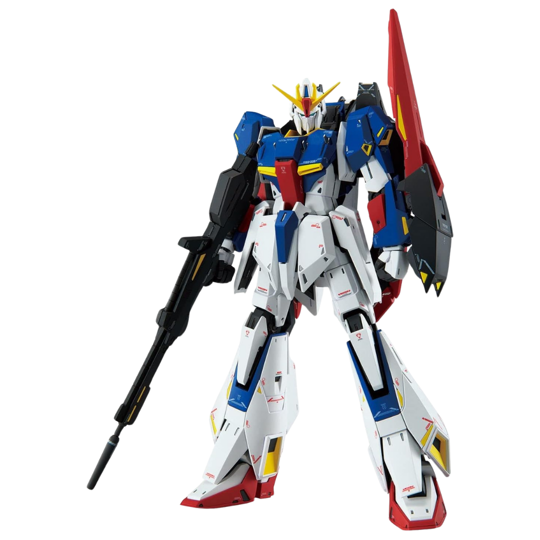 Bandai MG Zeta Gundam Ver. Ka model kit featuring transformable Wave Rider mode, articulated frame, and signature beam rifle from Mobile Suit Zeta Gundam.